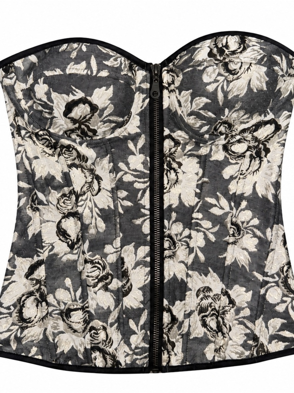 Floral Corset Bustier - Black & Gold